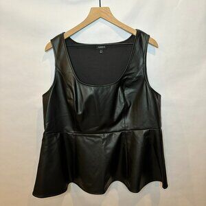 Torrid Black faux leather peplum tank top 2
